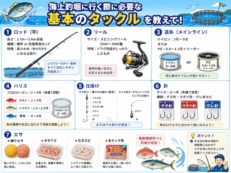 海上釣り堀に使うおすすめのタックル・仕掛けは？釣り方別も紹介|